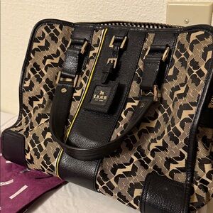 L.A.M.B. Black and Cream Geometric Handbag